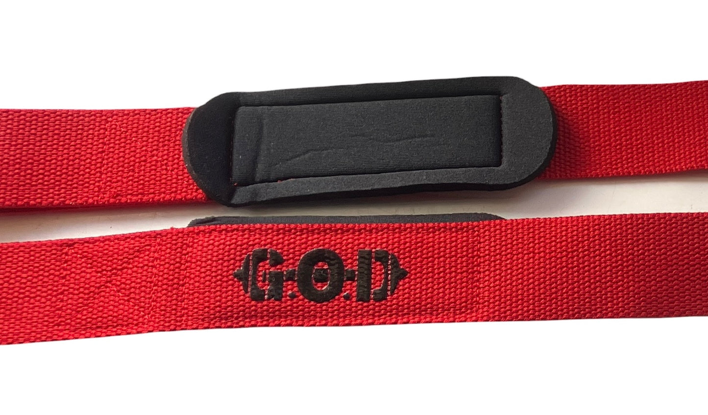 Lifting straps + silicone grip + wrist padding + Black + Red + Carry bag